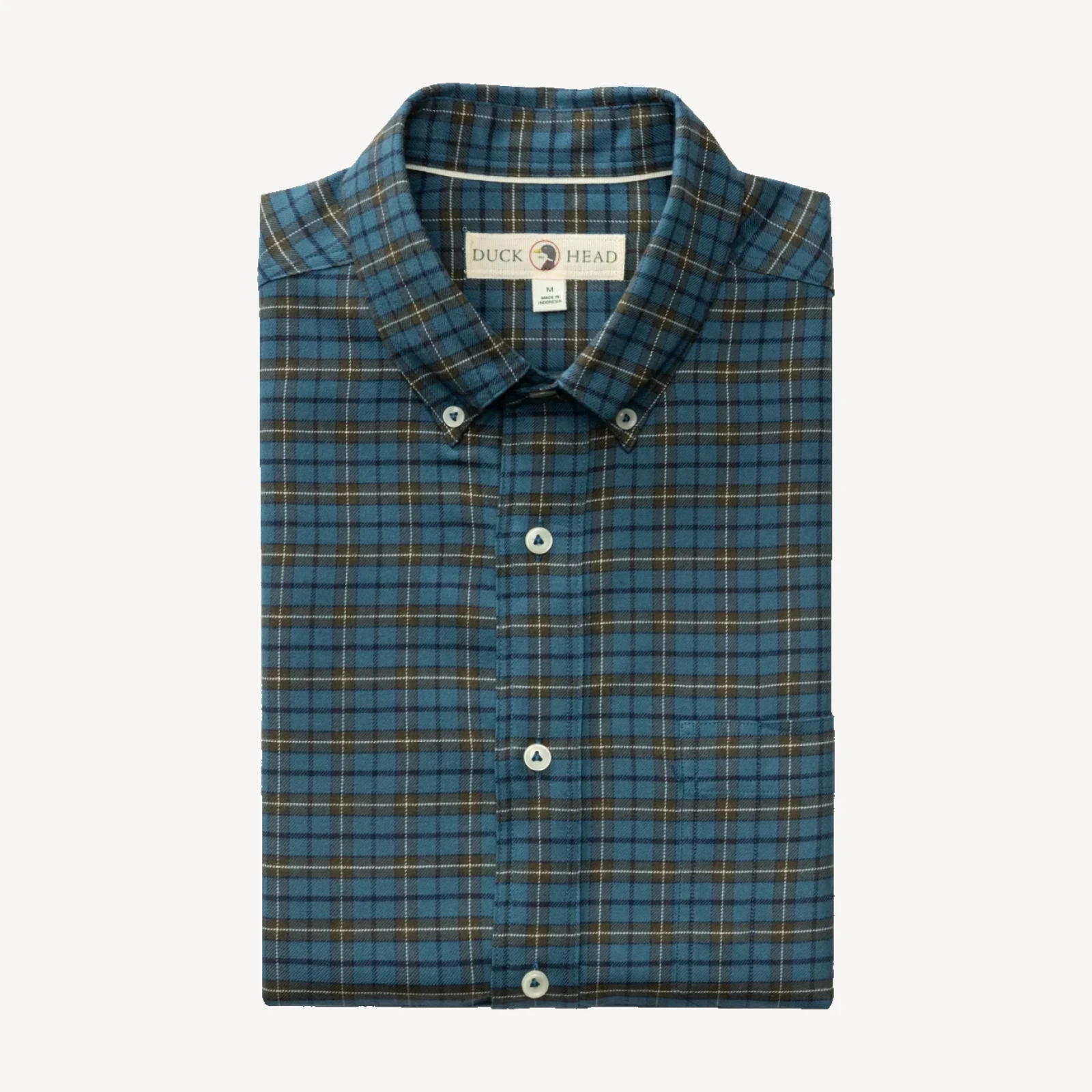 Cotton Flannel Sport Shirt - Wexler Plaid - Stormy Teal
