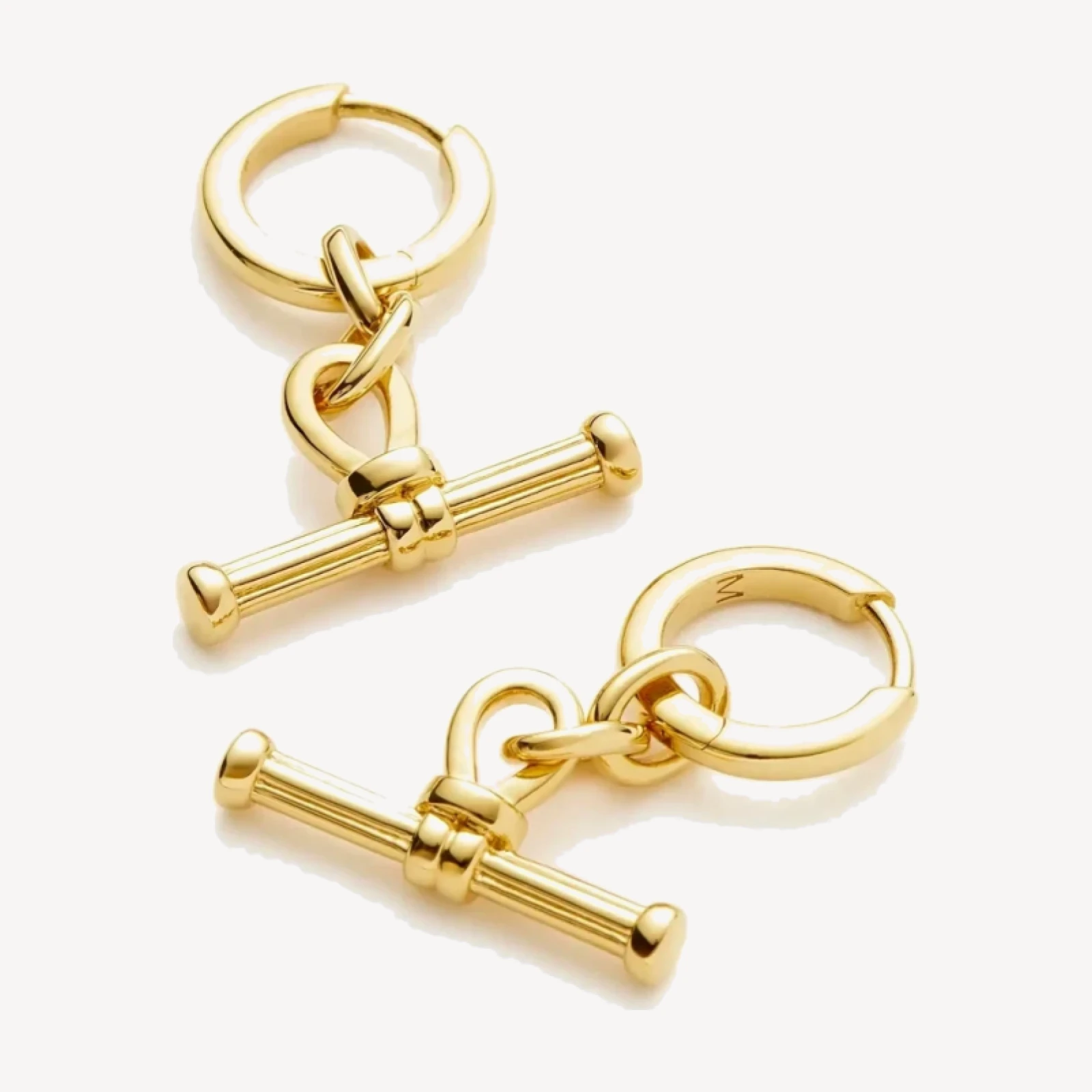Ridge T-Bar Charm Hoop Earrings | 18ct Gold Plated