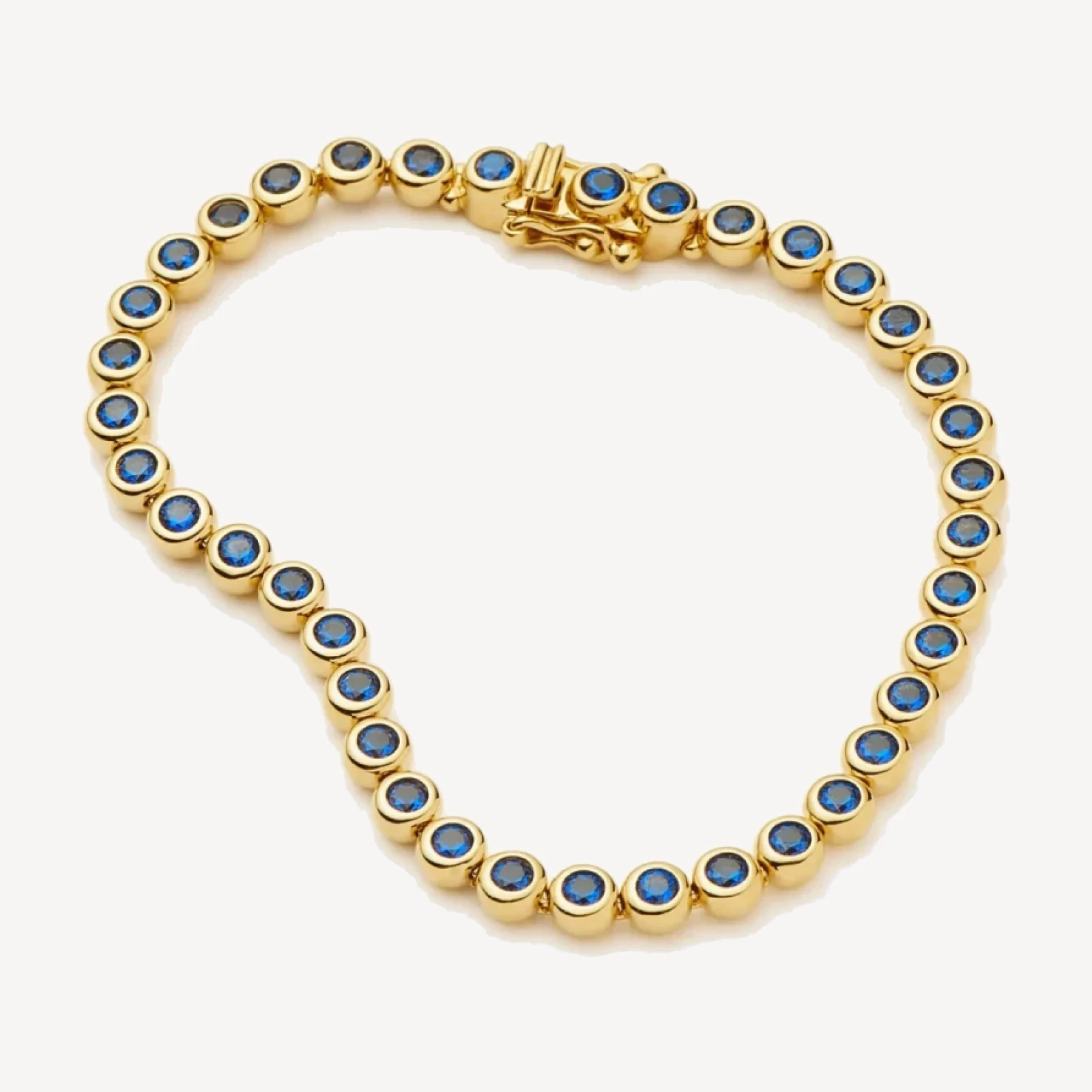 Tennis Round Bracelet | 18ct Gold Plated/Sapphire Blue Nano-crystal