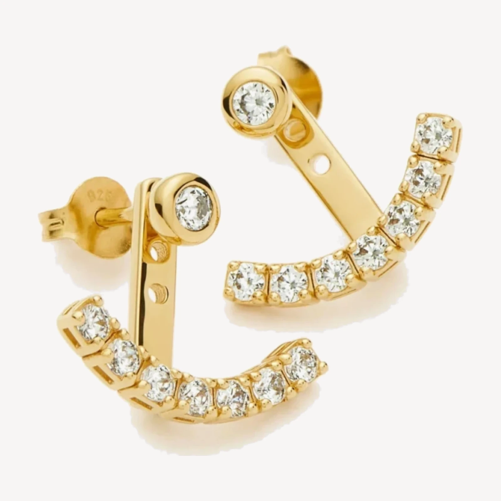 Tennis Ear Jacket Stud Earrings | 18ct Gold Plated/Cubic Zirconia