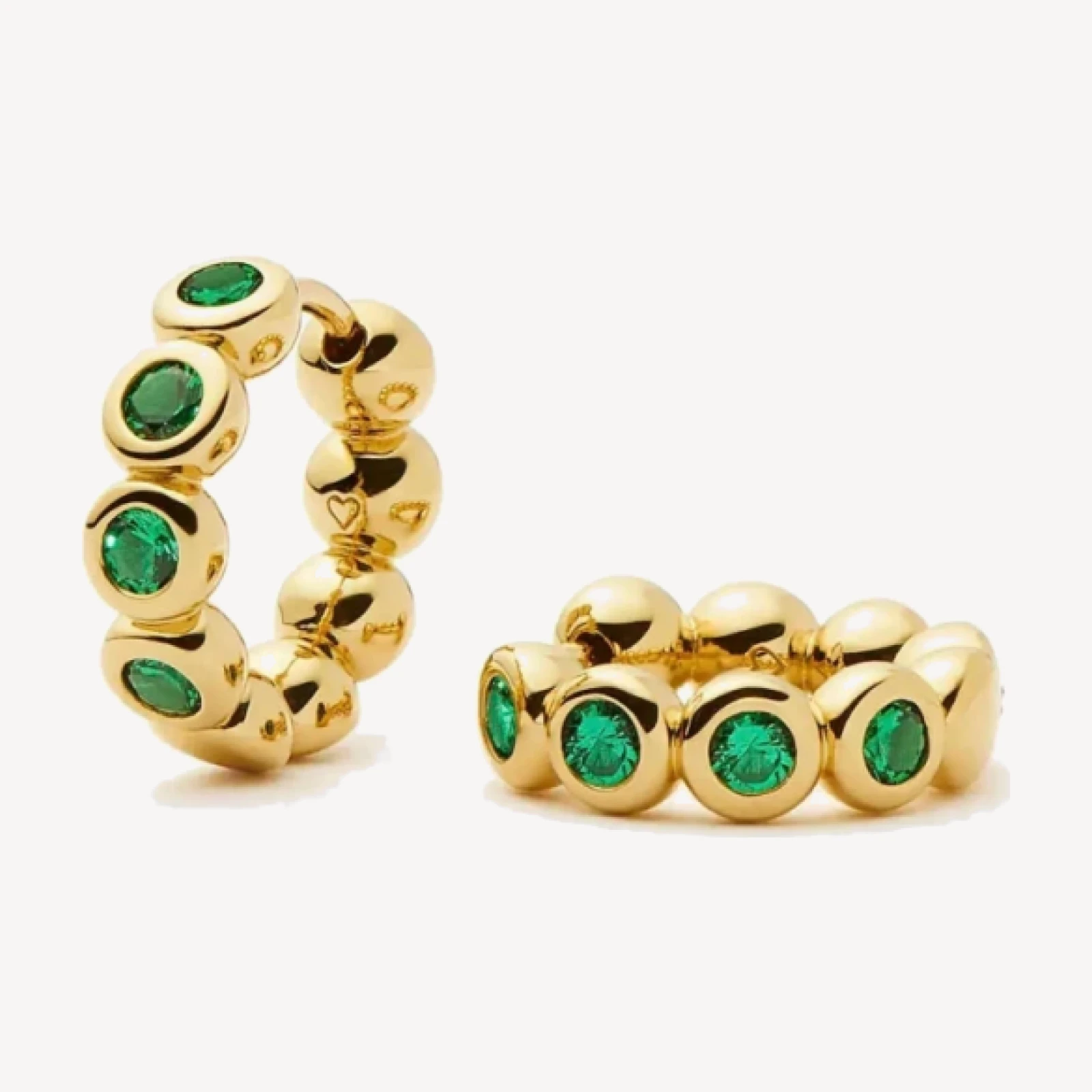 Tennis Small Hoop Earrings | 18ct Gold Plated/Emerald Green Nano-crystal