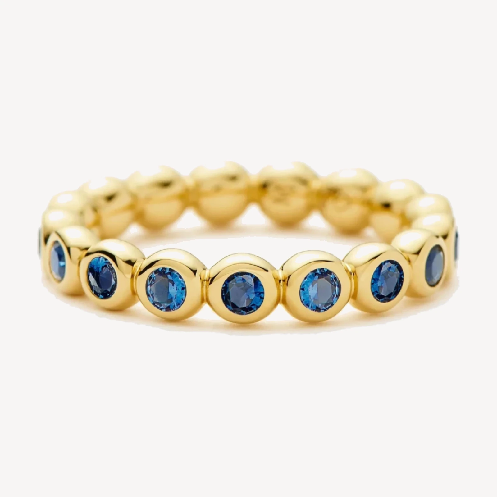 Tennis Eternity Stacking Ring | 18ct Gold Vermeil/Sapphire Blue Nano-crystal