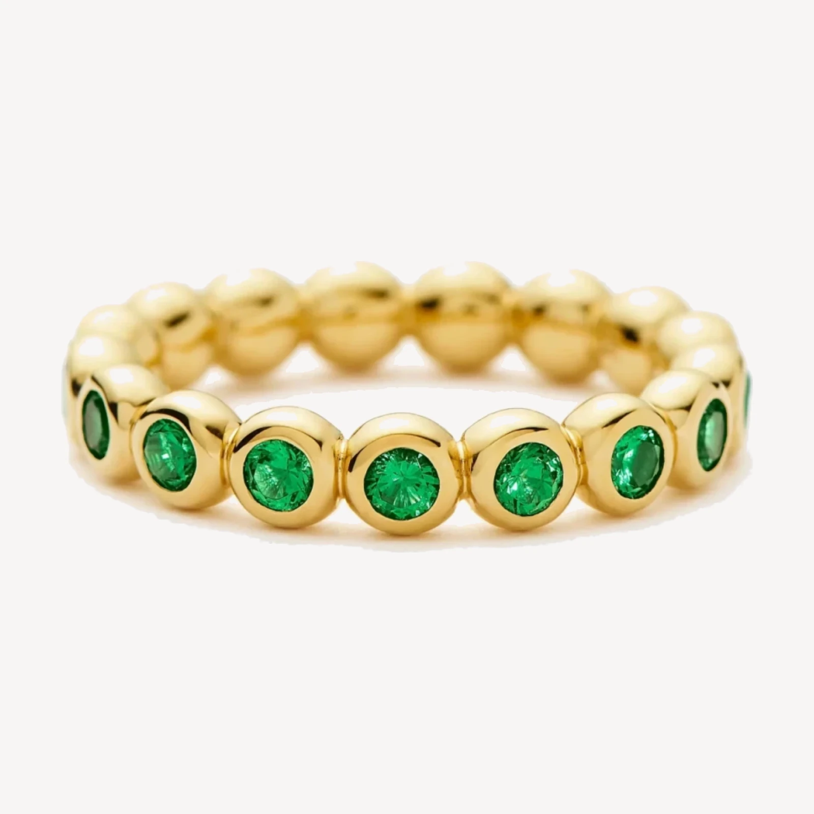 Tennis Eternity Stacking Ring | 18ct Gold Vermeil/Emerald Green Nano-crystal