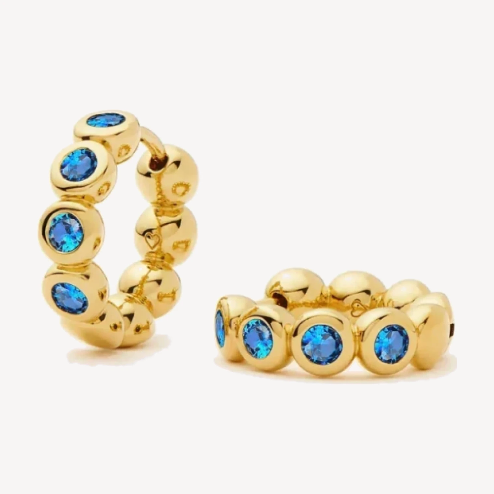 Tennis Small Hoop Earrings | 18ct Gold Plated/Sapphire Blue Nano-crystal
