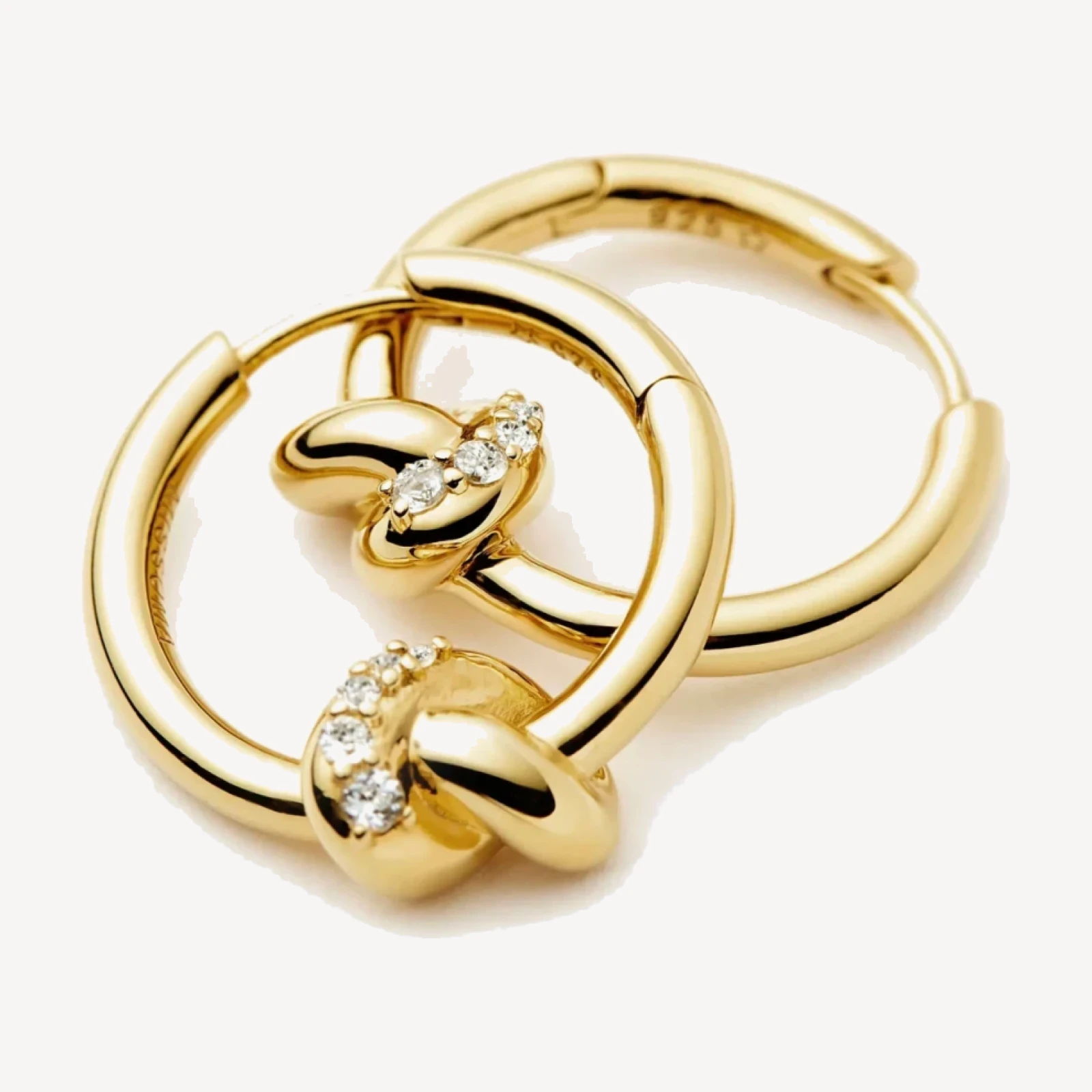 Lucy Williams Pavé Knot Small Hoop Earrings | 18ct Gold Plated