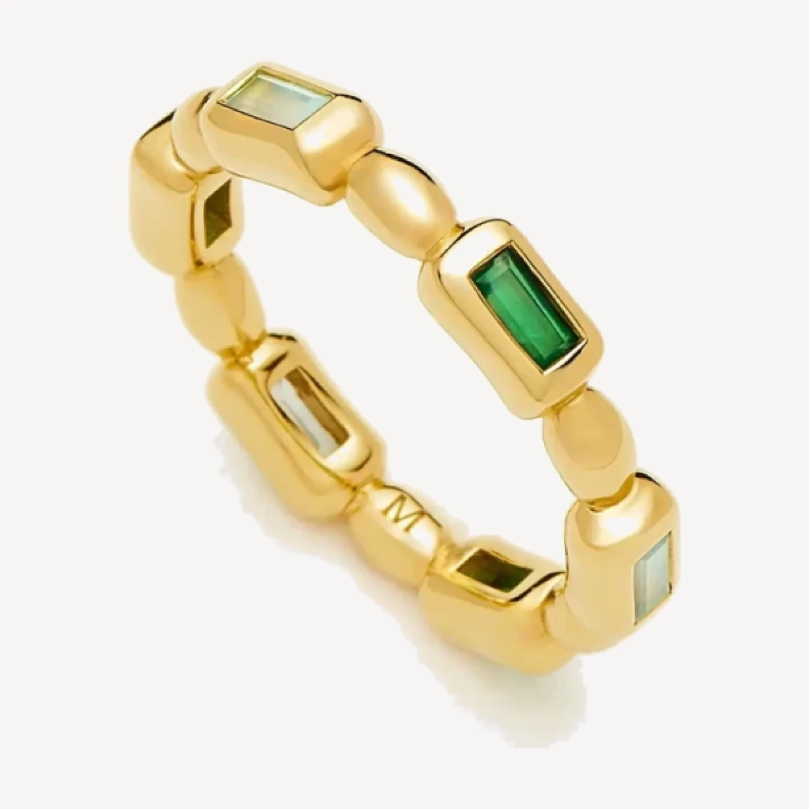 Molten Gemstone Stacking Ring | 18ct Gold Plated/Blue & Green Onyx
