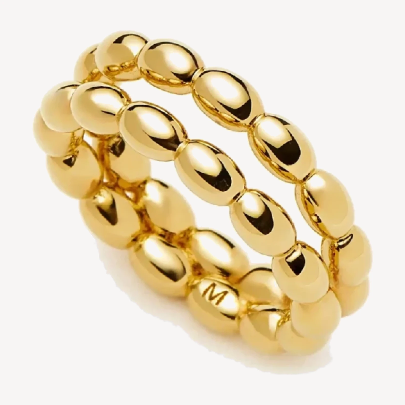 Molten Olive Stacked Ring | 18ct Gold Plated