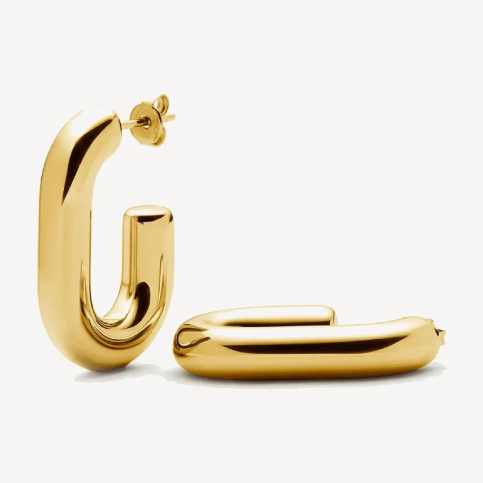 Chubby Oval Medium Hoop Earrings | 18ct Gold Plated