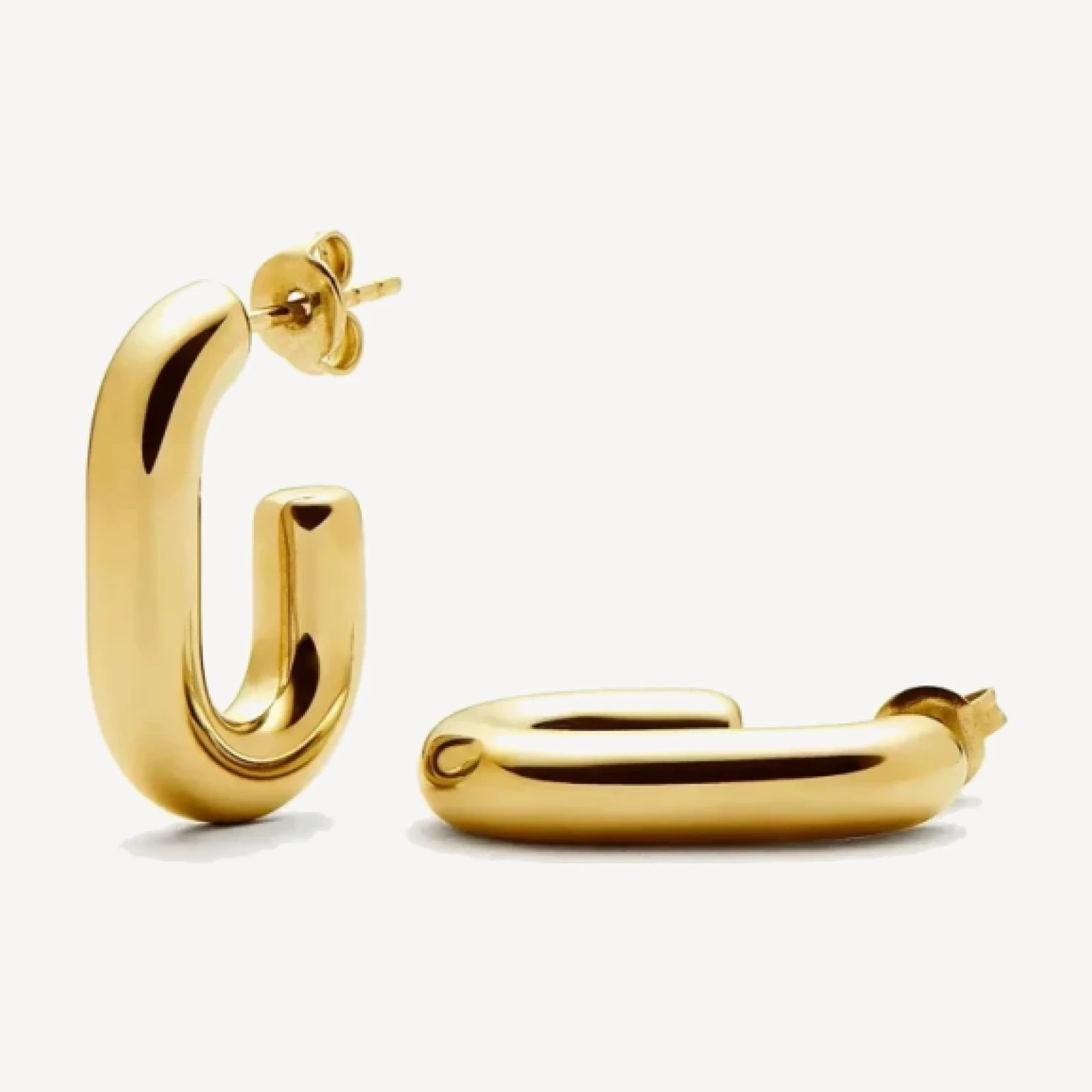 Chubby Oval Small Hoop Earrings | 18ct Gold Plated