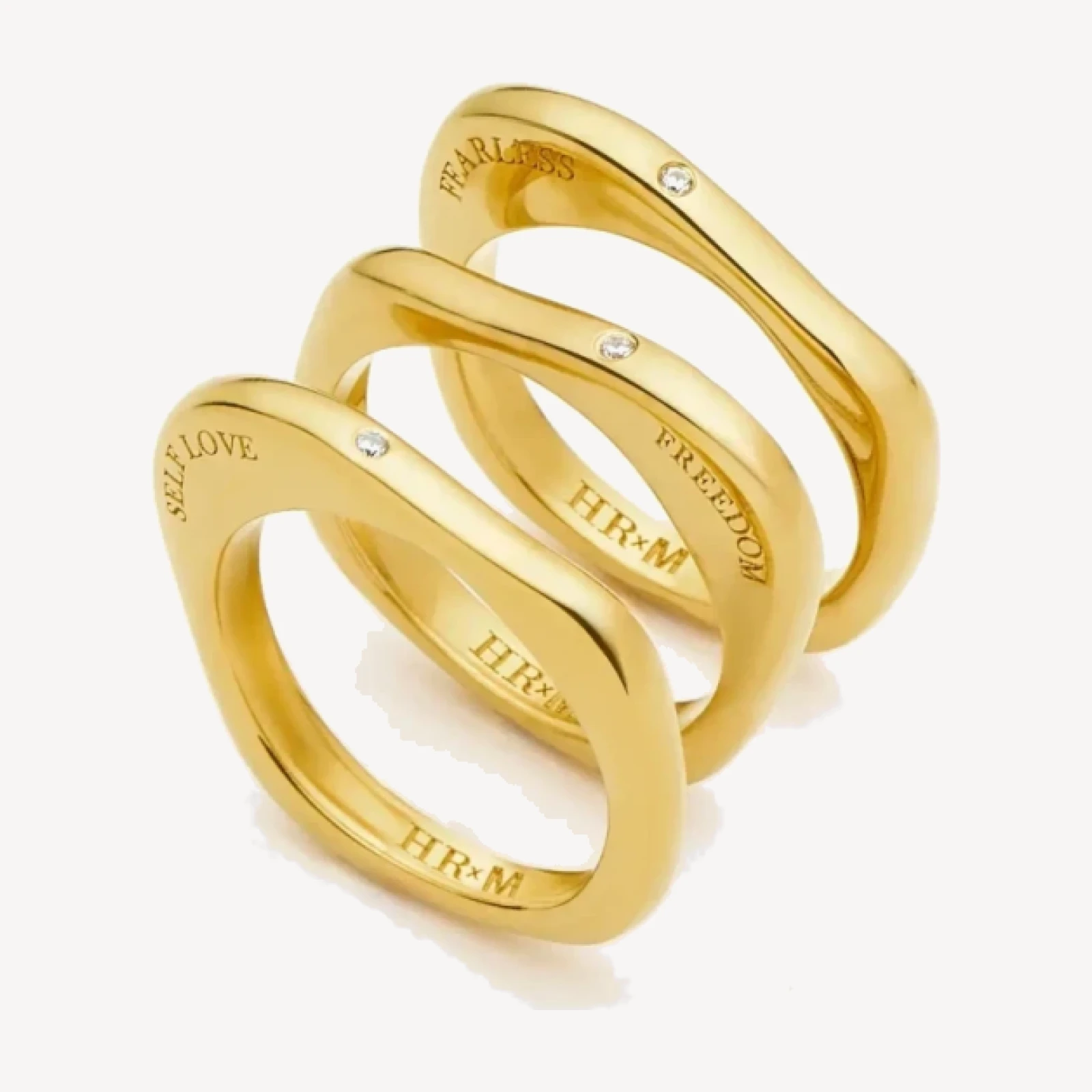 Harris Reed Self-Love Stacking Rings | 18ct Gold Plated/Cubic Zirconia