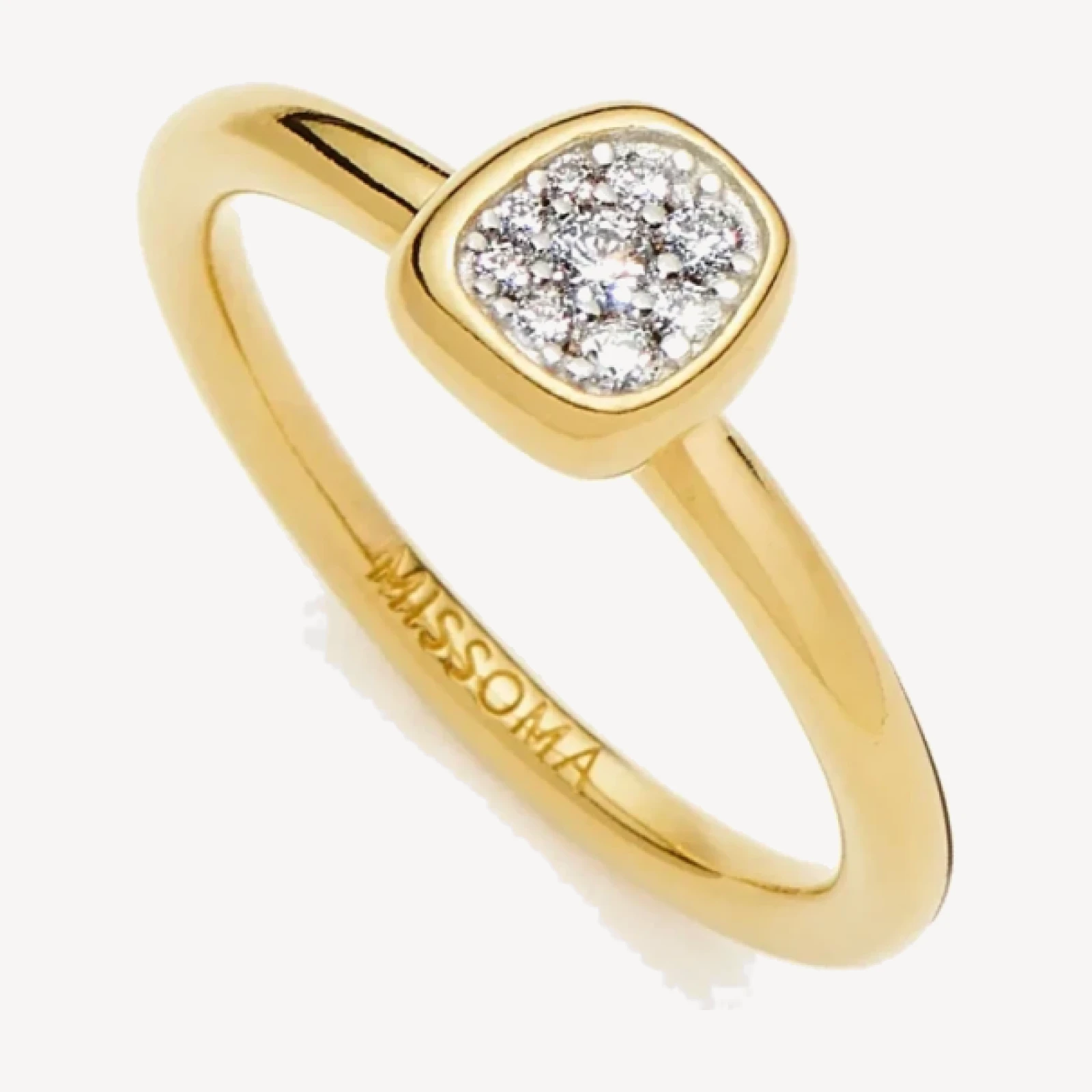 Molten Soft Square Pavé Ring | 18ct Gold Plated/Cubic Zirconia