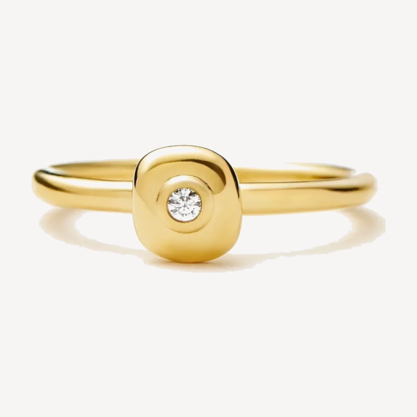 Molten Soft Square Ring | 18ct Gold Plated/Cubic Zirconia