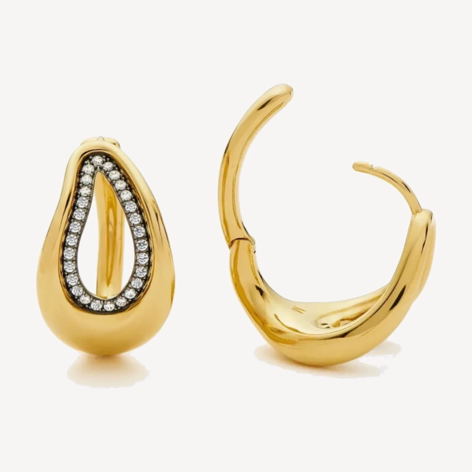 Molten Teardrop Pavé Hoop Earrings | 18ct Gold Plated/Cubic Zirconia