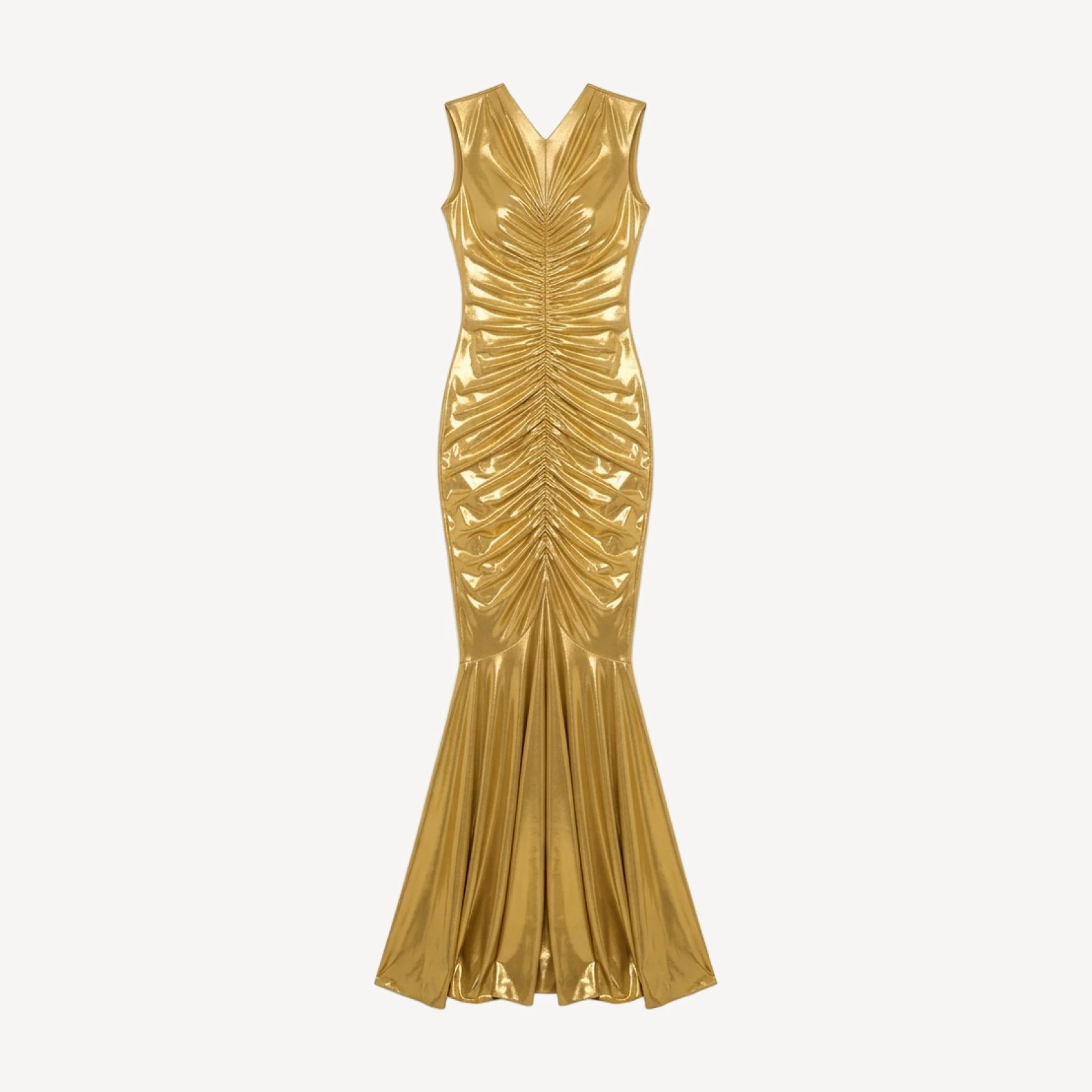 SHIRRED FRONT FISHTAIL GOWN