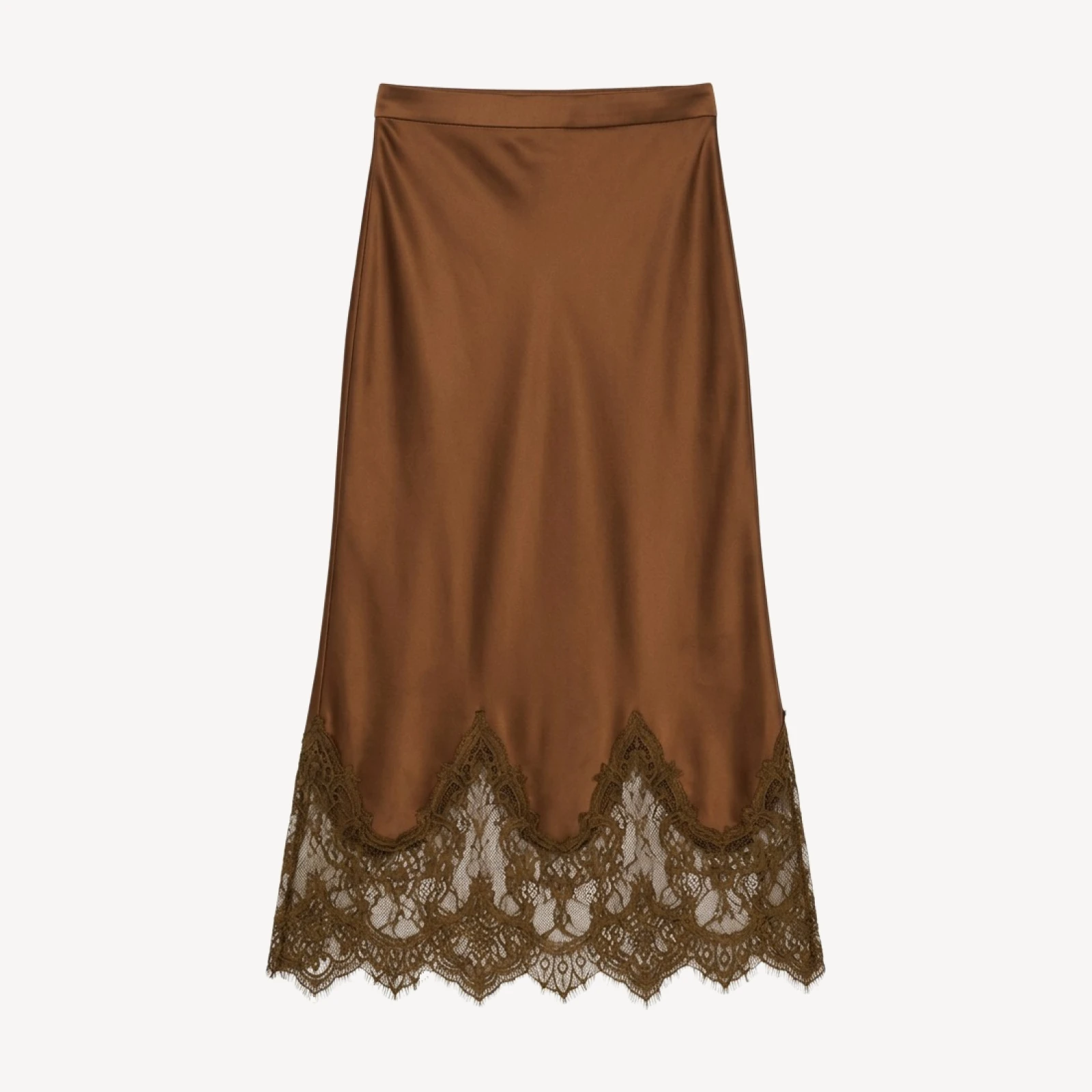 BIAS MIDCALF SKIRT W/ LACE