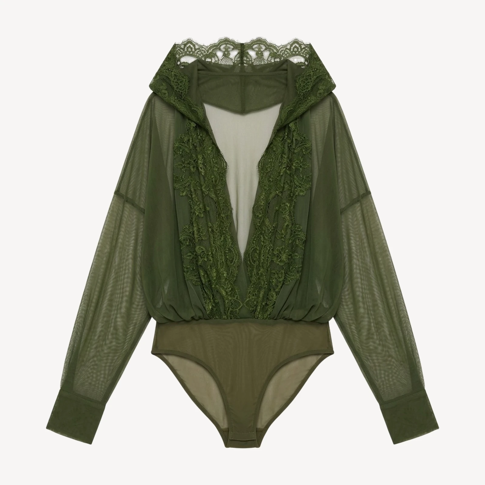 HOODED OVERSIZED NK BODYSUIT W/ LACE