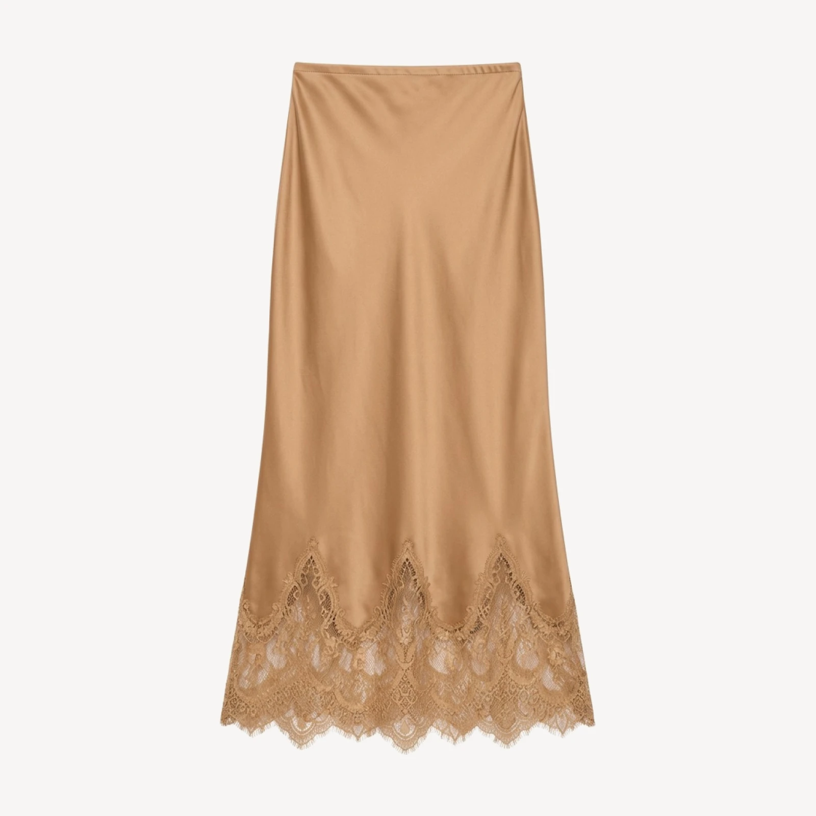 BIAS MIDCALF SKIRT W/ LACE