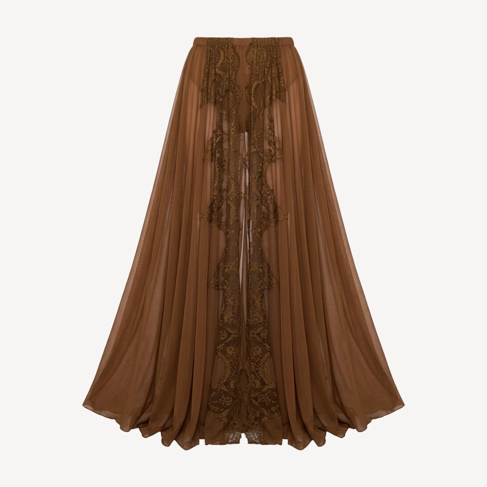 FLARED OPEN SKIRT TO FLOOR WITH LACE