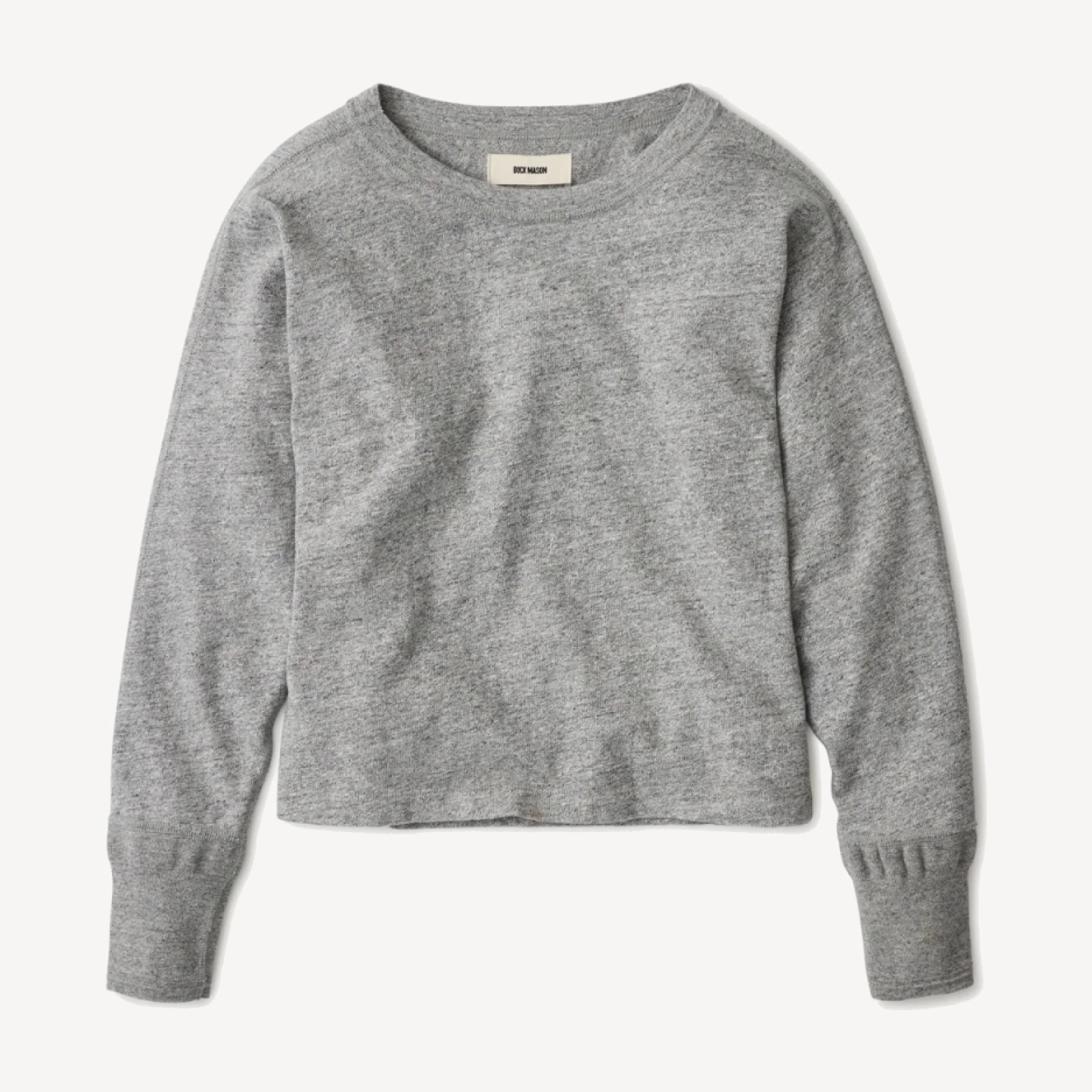 Heather Grey Field-Spec Boyfriend Crop Rugby Crew