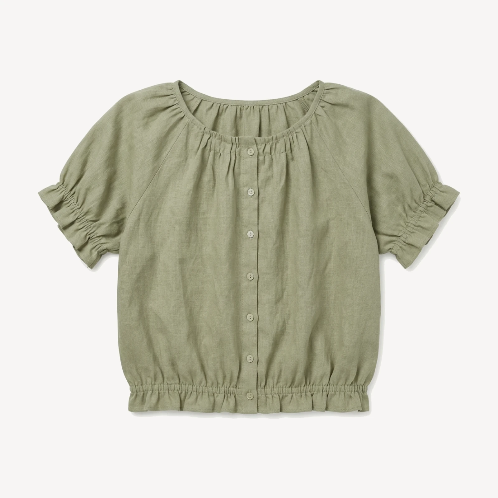 Arizona Top - Sage linen ruffle blouse