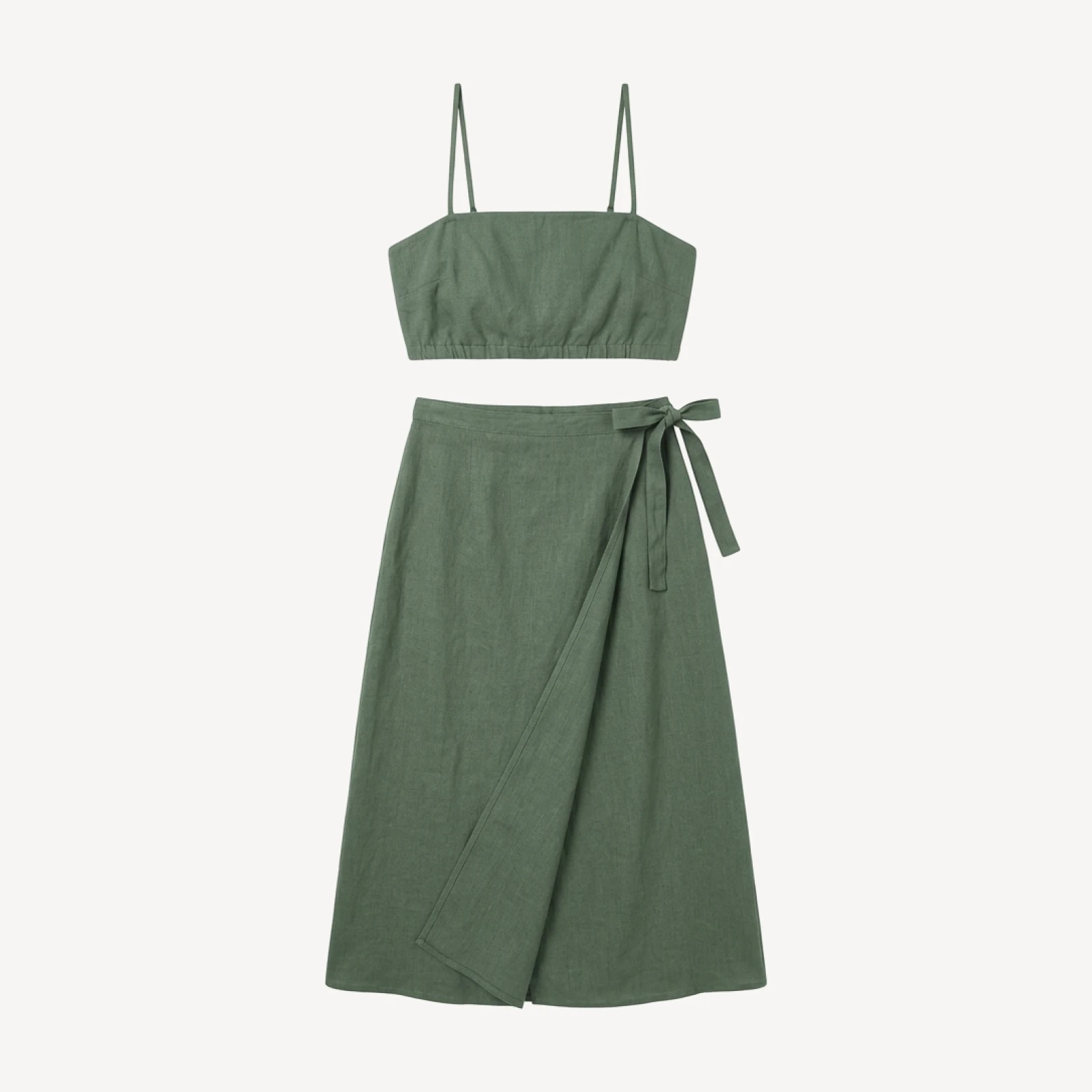 Daisy Two Piece Linen Set - Sage Green