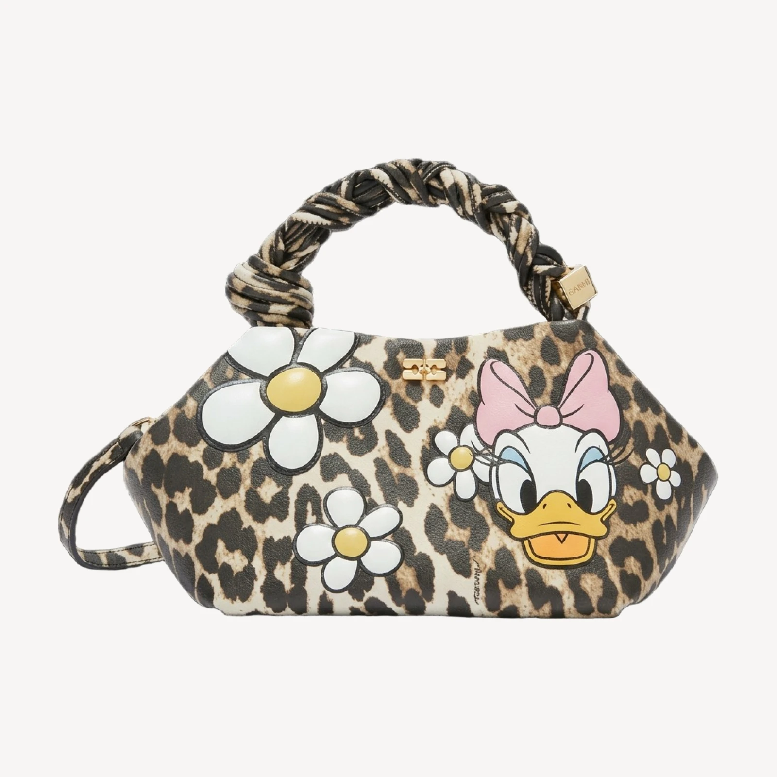 Ganni Bou Small Daisy Duck Leopard Print Bag