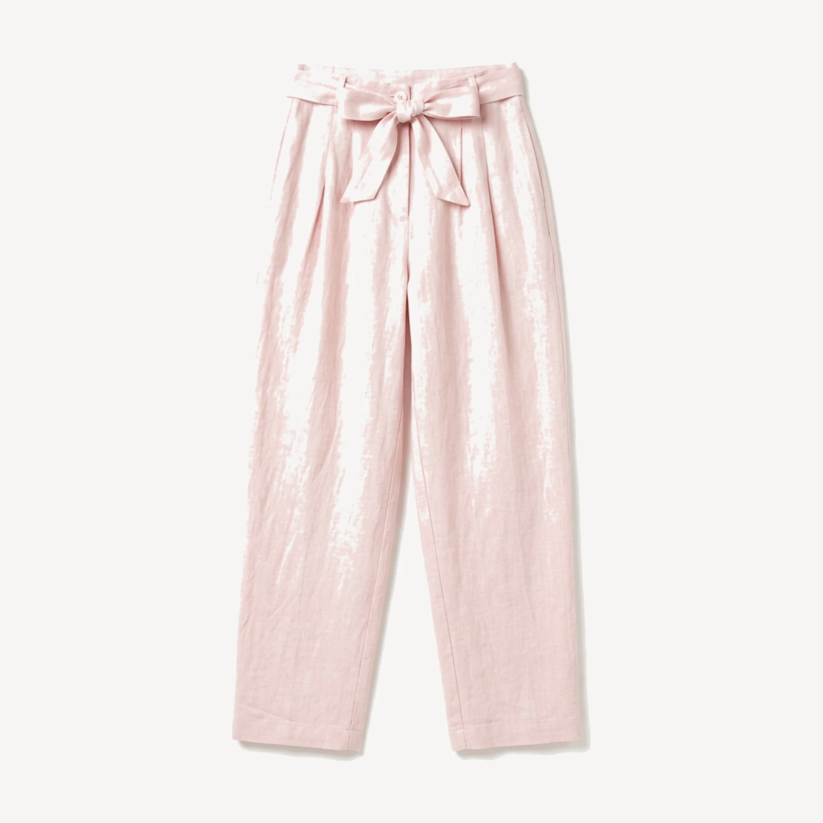 Juliet Trousers - Pink Linen Trousers with Tie