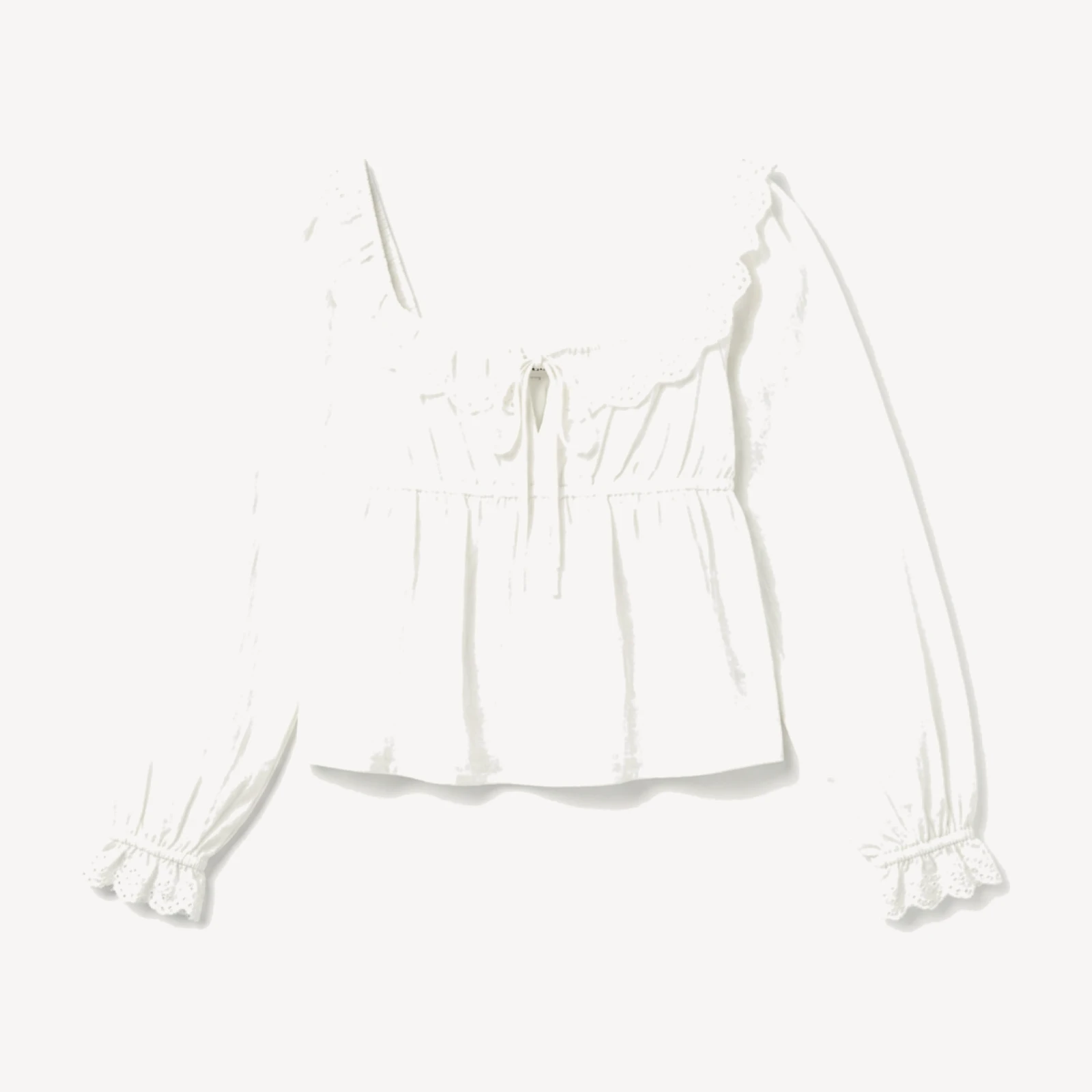 Maggie Crop - White Lace Cotton Blouse