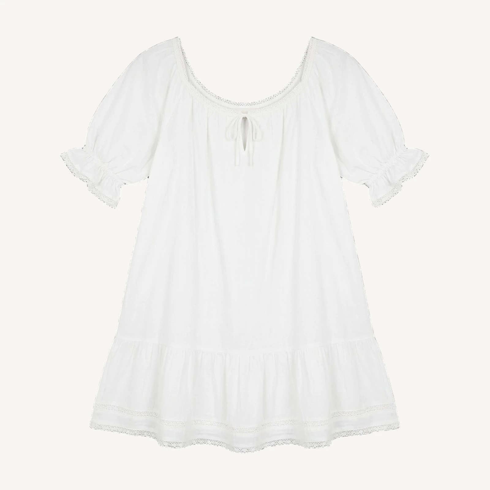 Brigette Dress - White Cotton and Lace Dress