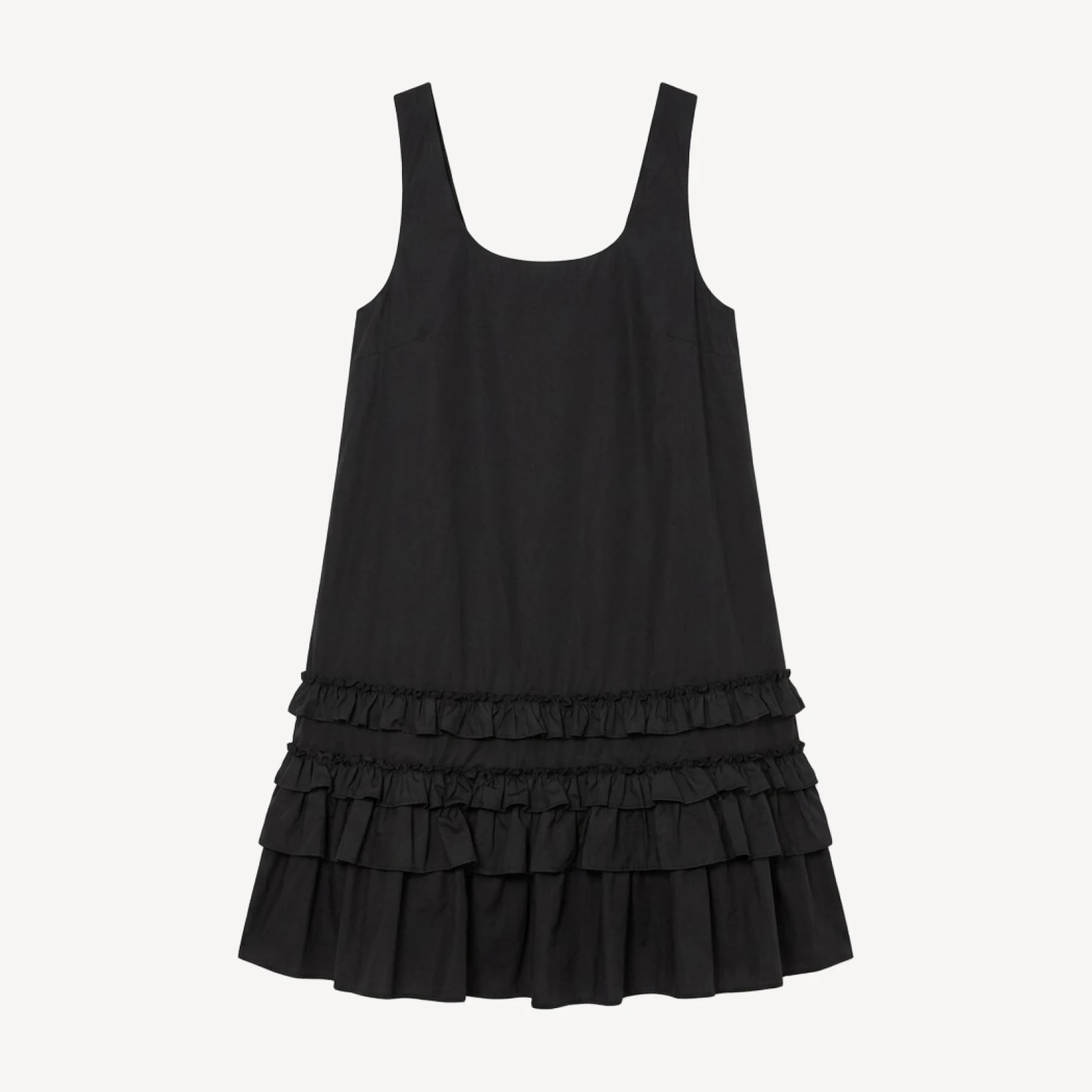 Ganni U Neck Ruffled Dress