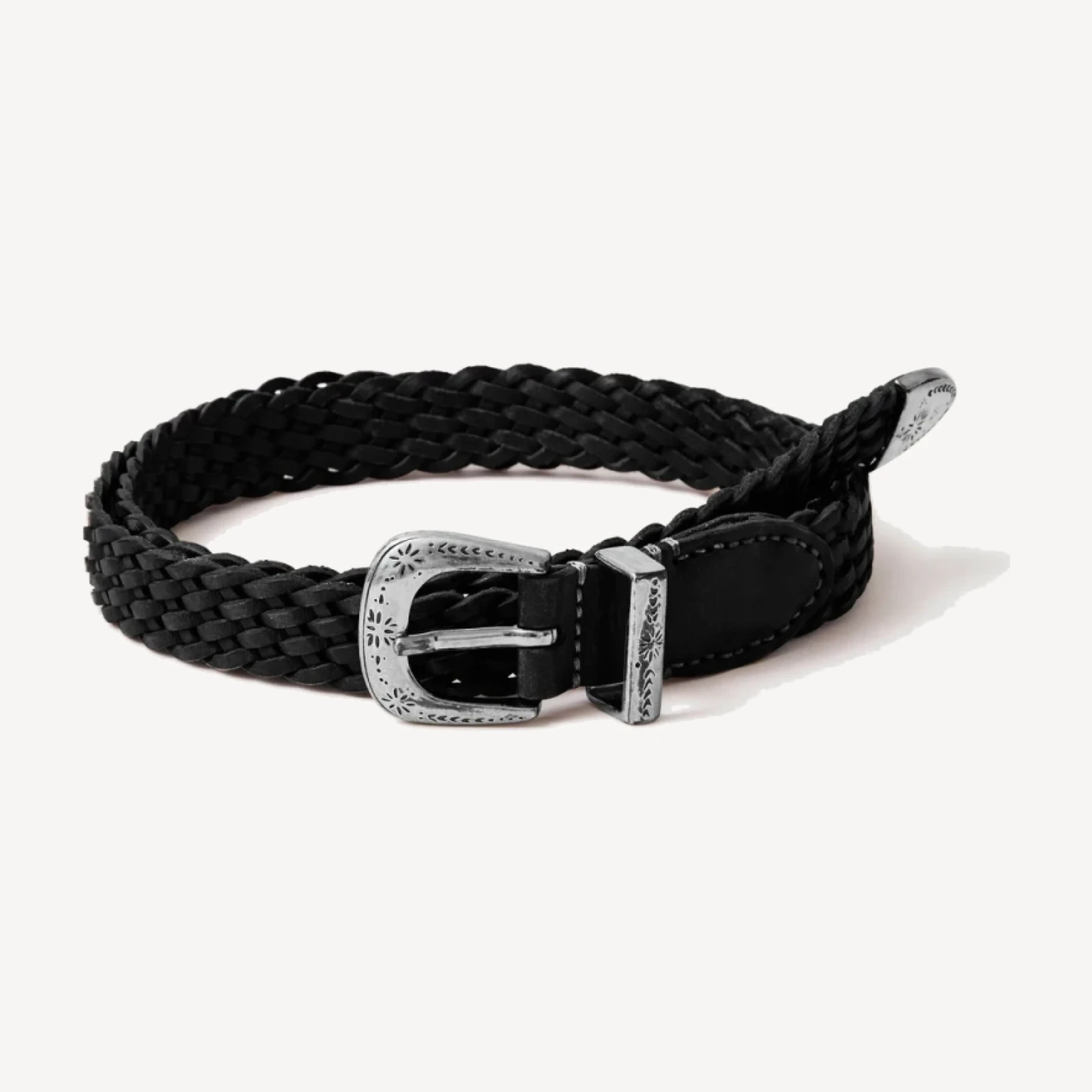 Black H.D. Lady's Braided Leather Belt