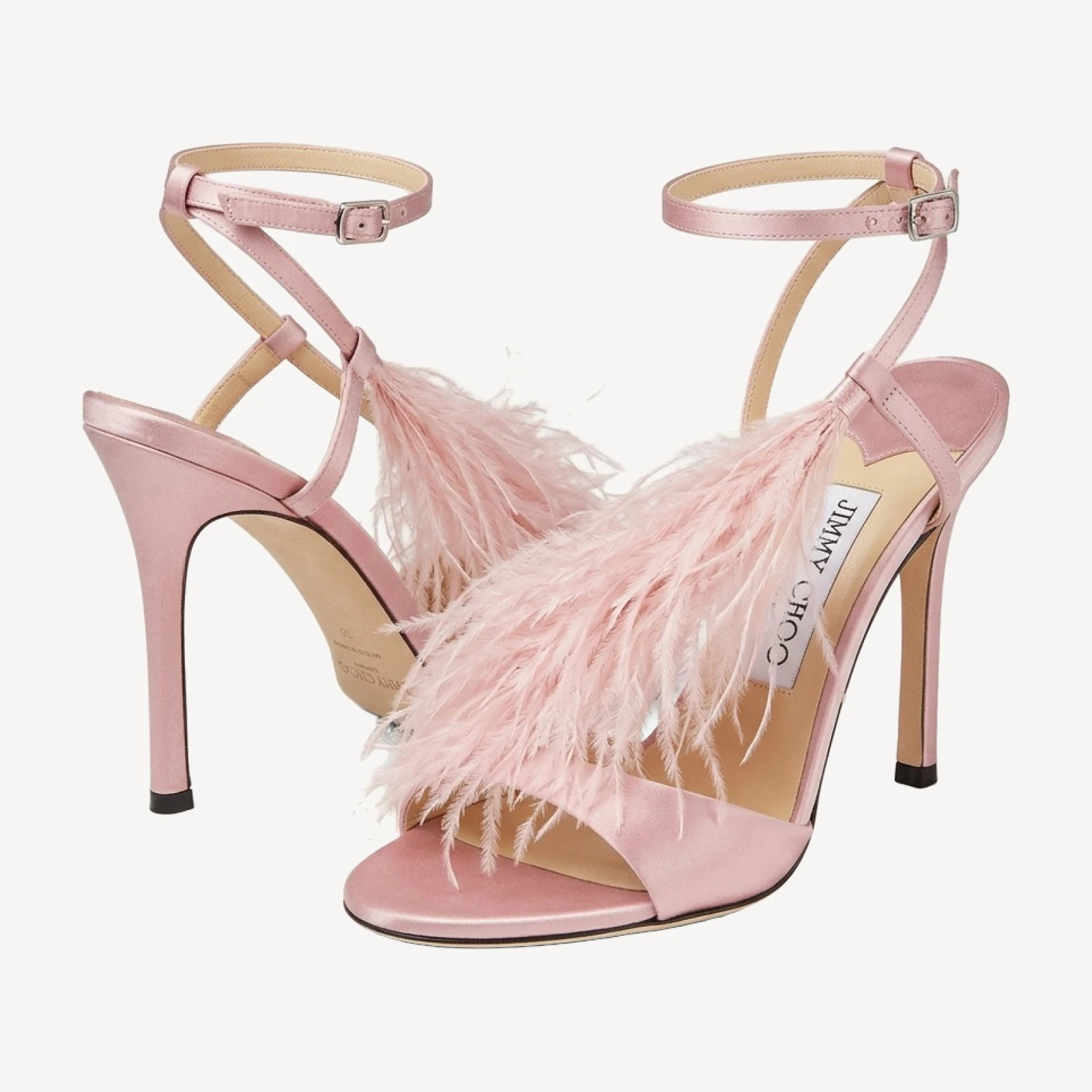 Jimmy Choo Women's Lula 100 Satin Feather Stiletto Sandals - Exclusive
