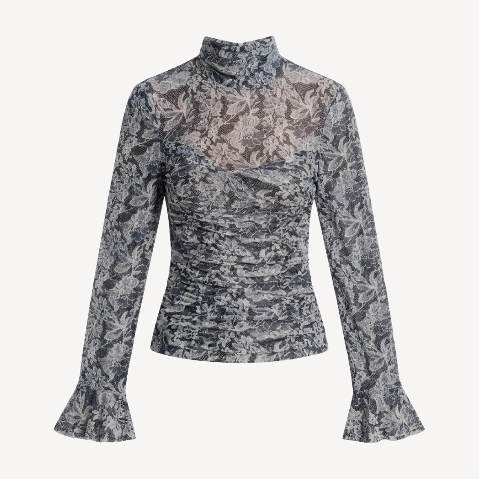 Cinq a Sept Lucy Trompe L'il Lace Mock Neck Top
