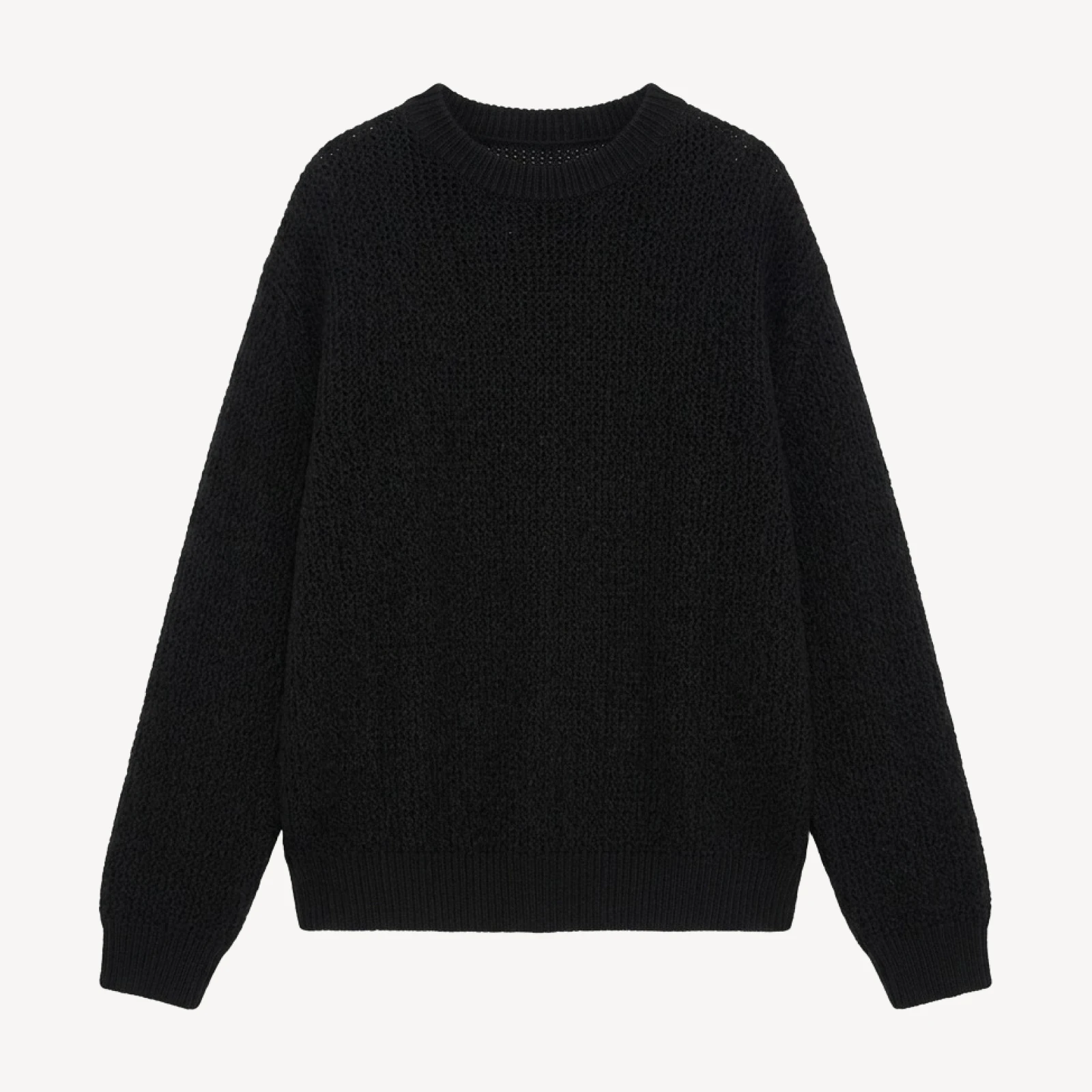 Mesh Cashmere Oversized Crew Sweater