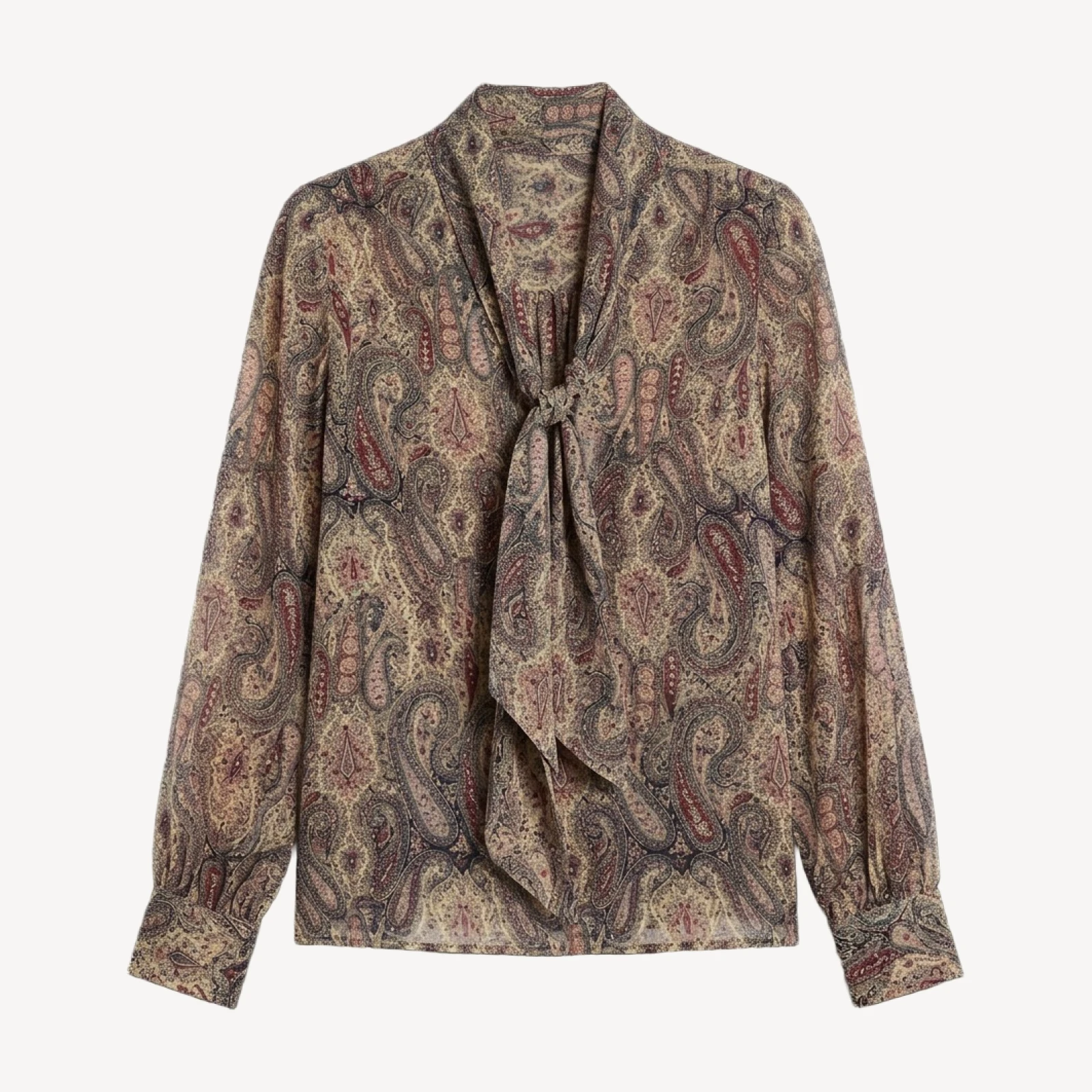 Frame The Paisley Silk Tie Blouse