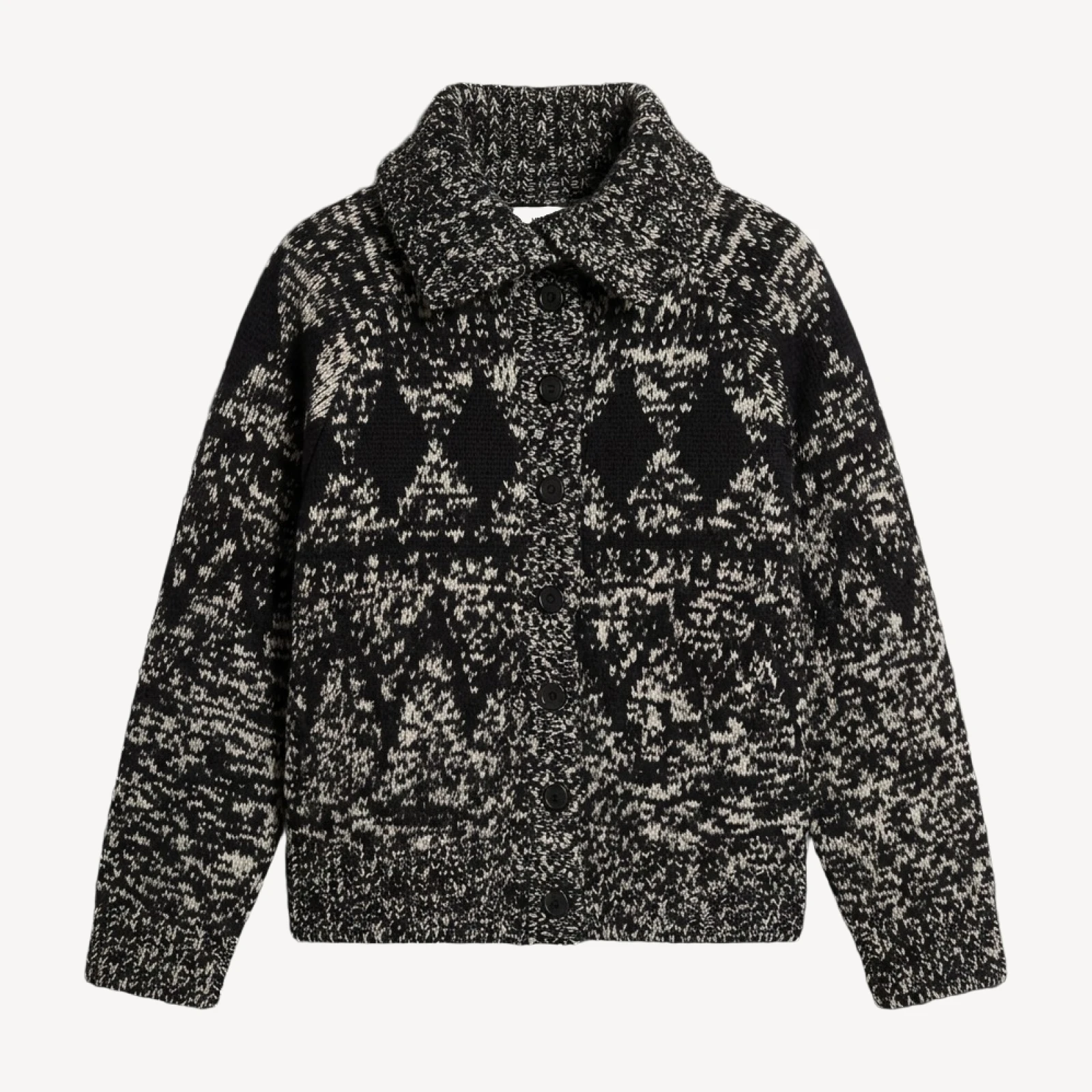 Vince Boxy Marled Fair Isle Wool Blend Cardigan