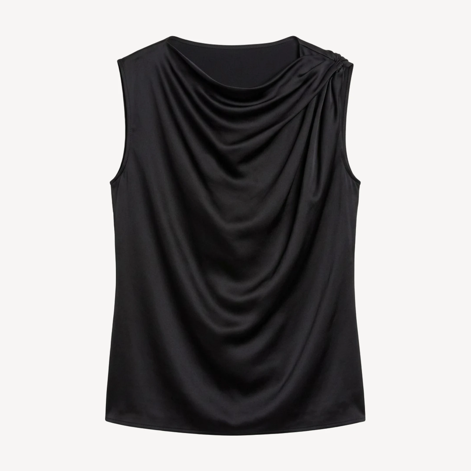 Vince Silk Bias Twist Shoulder Cowl Neck Top