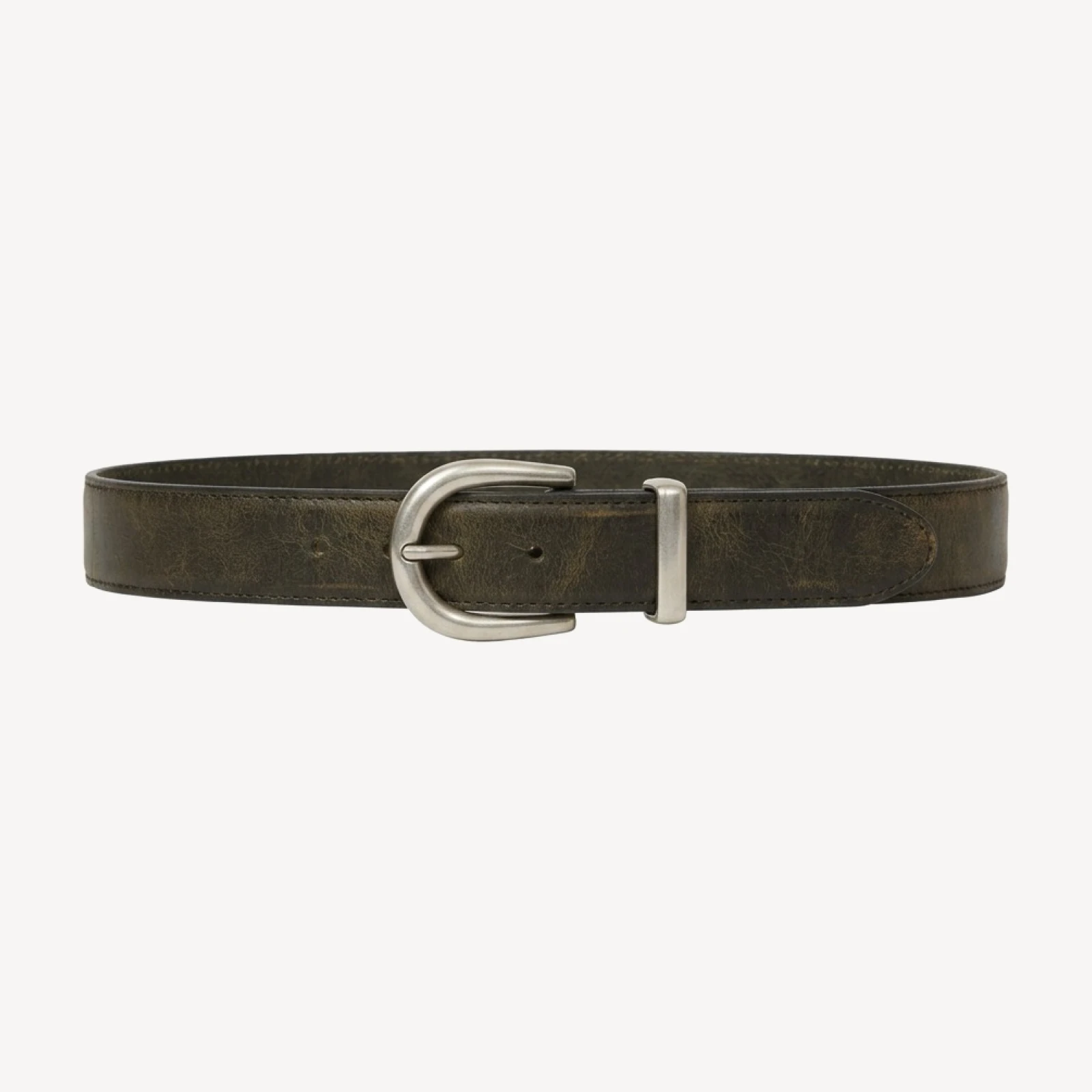 Accent Solid Brass Wide Belt - Distressed Leather