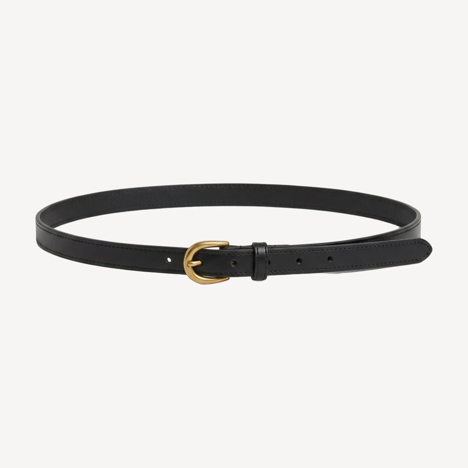 Accent Solid Brass Slim Belt - Smooth Leather
