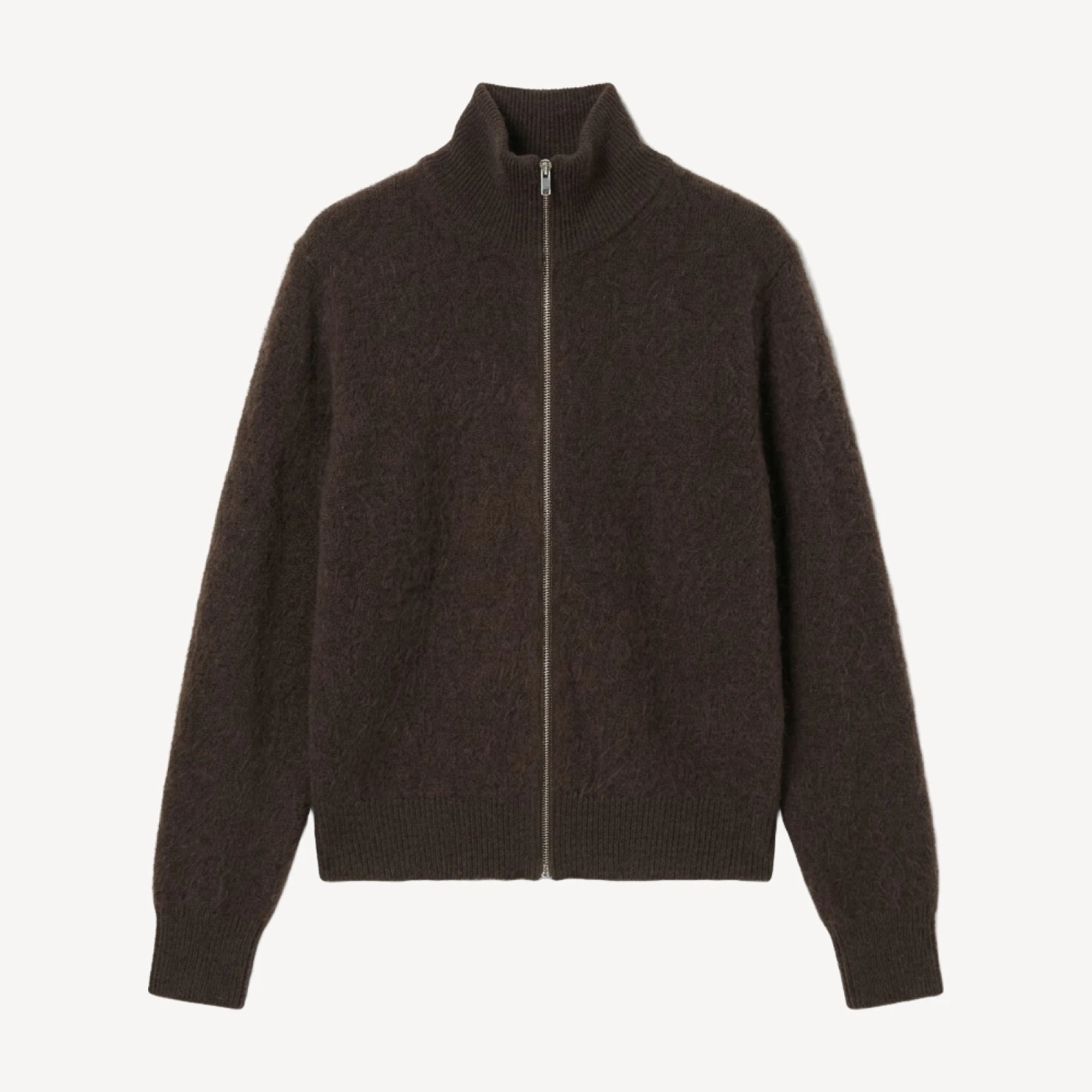 Brushed Wool Cashmere Diorama Zip-Up