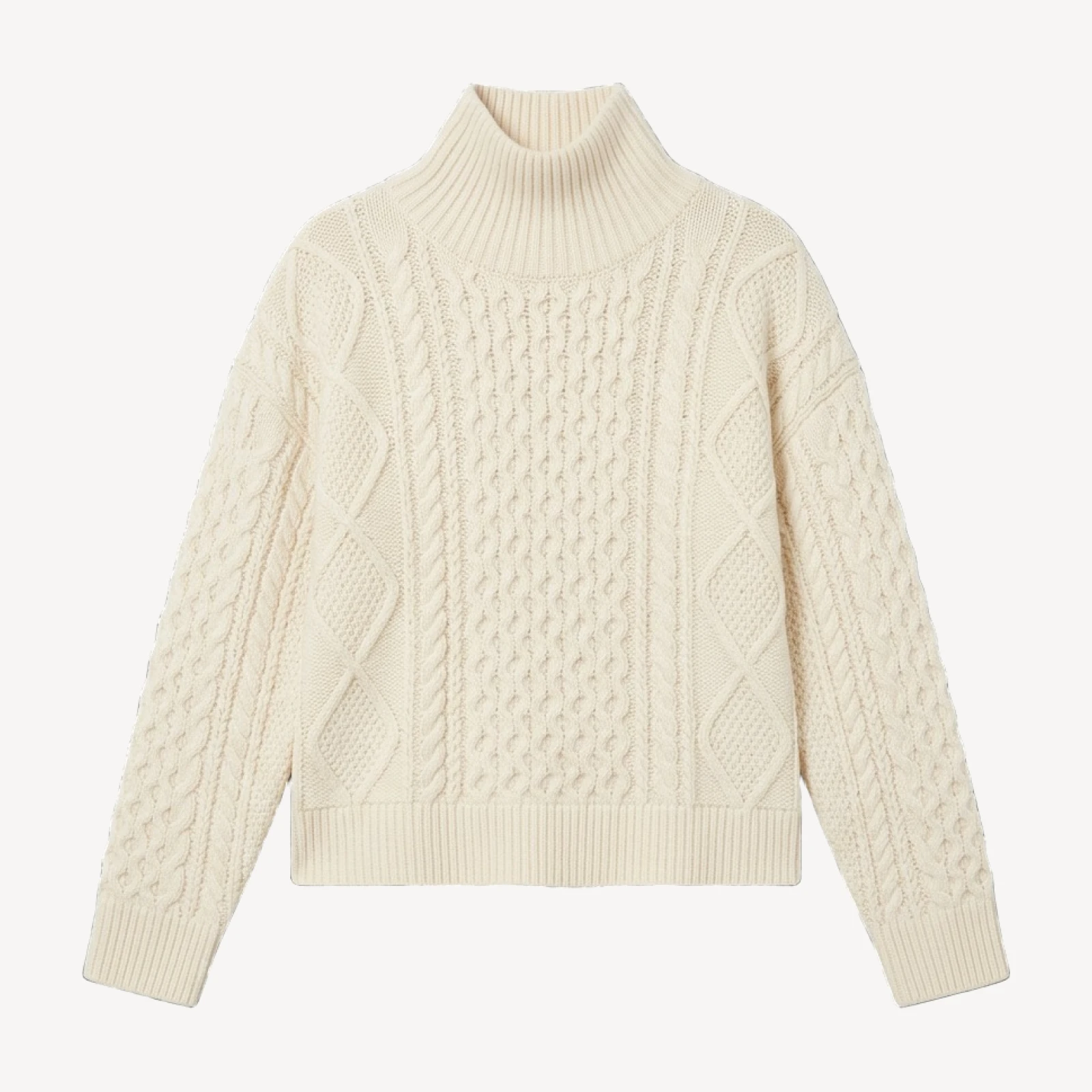 Cable Knit Merino Wool Linguist Turtleneck