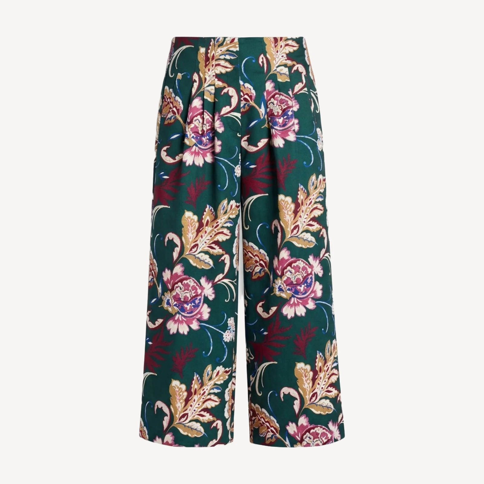 Veronica Beard Gunner Damask Pleated Wide Leg Pants