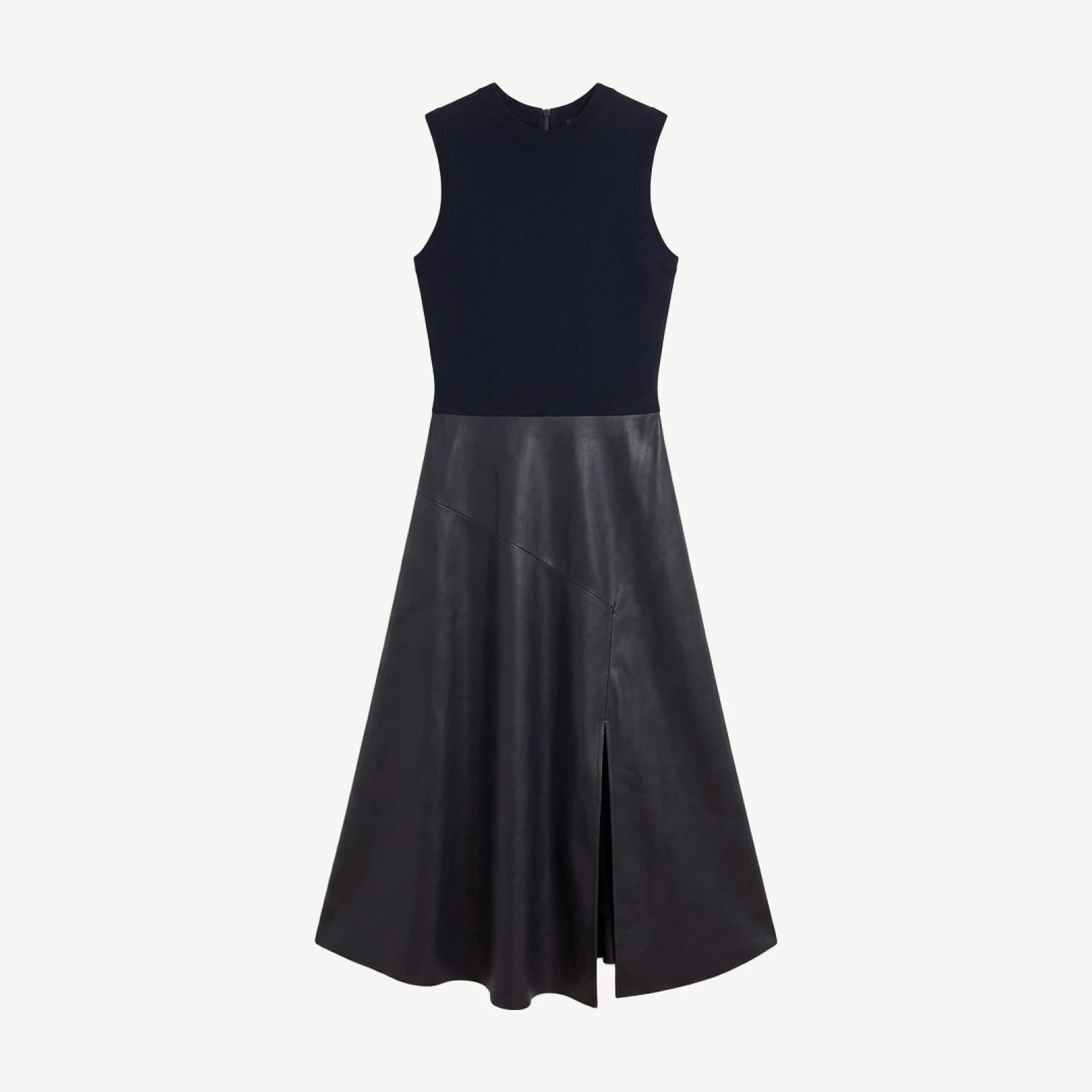 Ted Baker Mixed Media Faux Leather Skirt Midi Dress