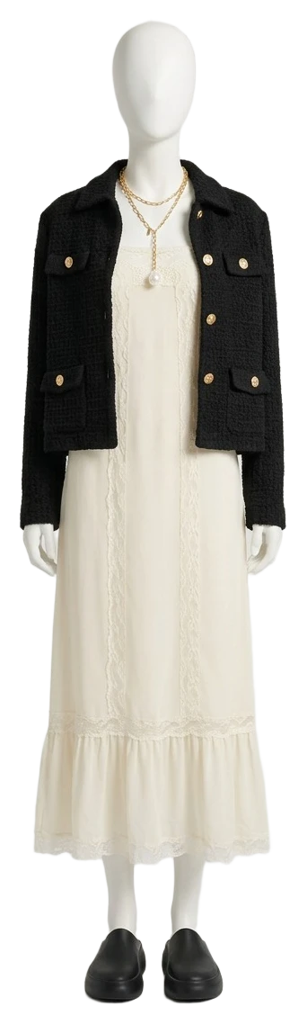 The pieces of this look on a mannequin, a Rewear Reverie preview